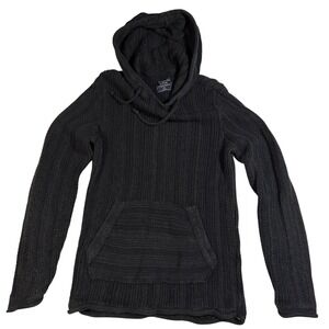 Abercrombie Fitch Womens Black Knit Hoodie Pullover‎ Pocket Casual Size XS